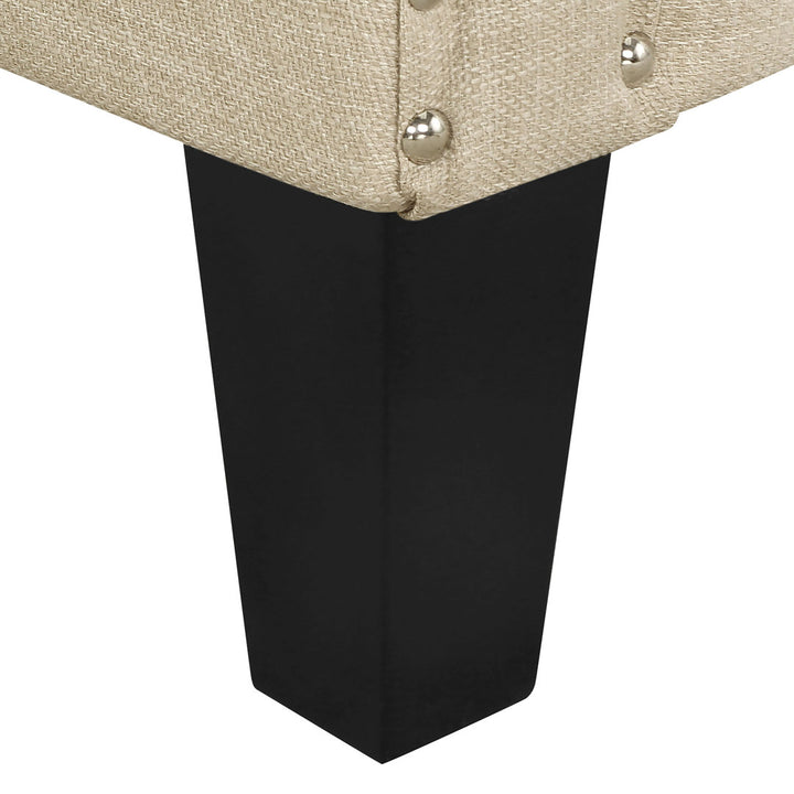 Hilga Erica Accent Armchair With Chrome Nailhead Trim Winston Porter Fabric: Beige Polyester Blend