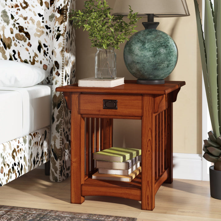 Mission Solid Wood End Table in Medium Oak Loon Peak®