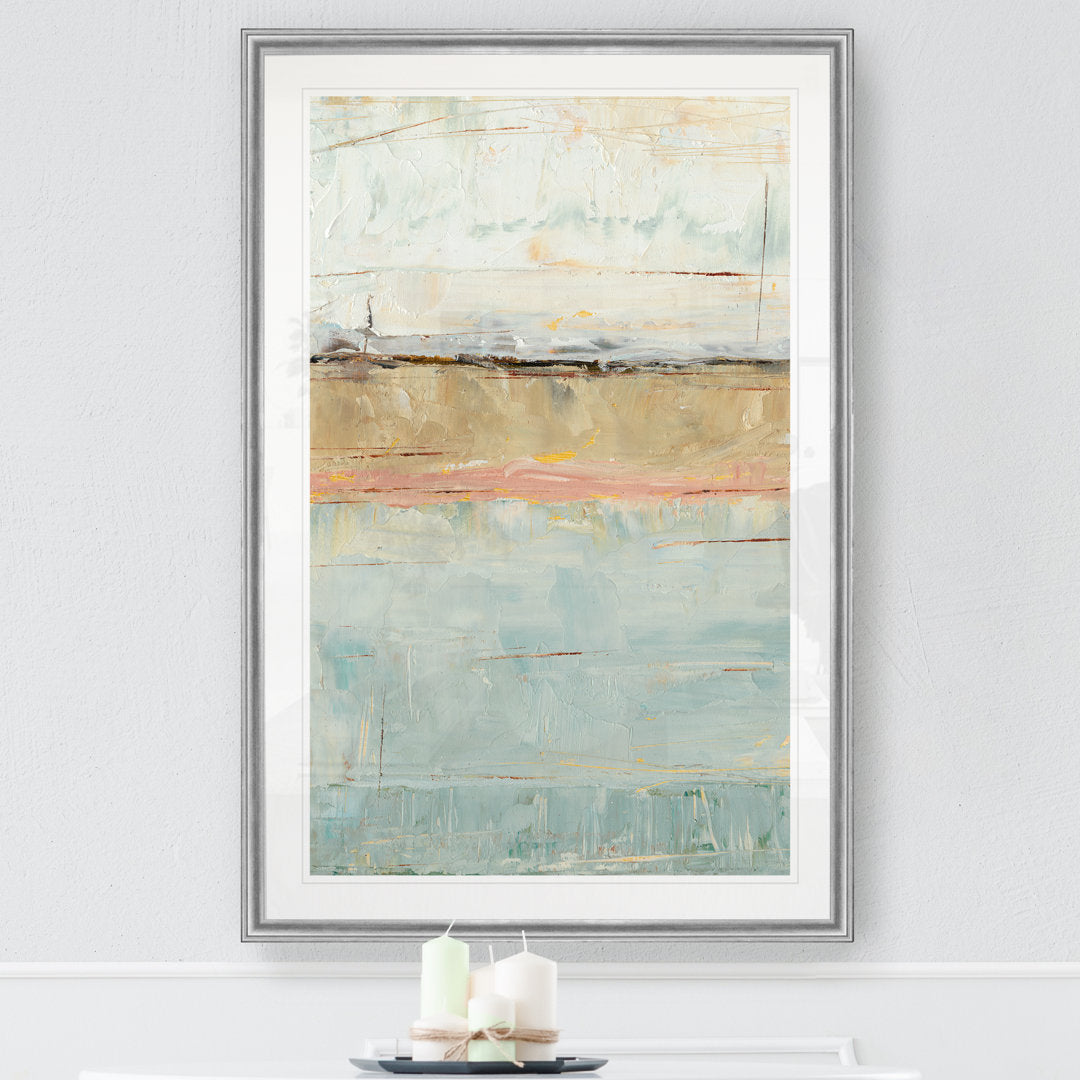 Pastel Horizon I' - Painting Print on Canvas Beachcrest Home™ Size: 30.5" H x 42.5" W x 1.5" D Format: Silver Framed