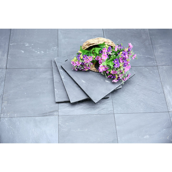 Courtyard 11.8" x 11.8" Stone Interlocking Deck Tiles in Gray Courtyard Casual Furniture
