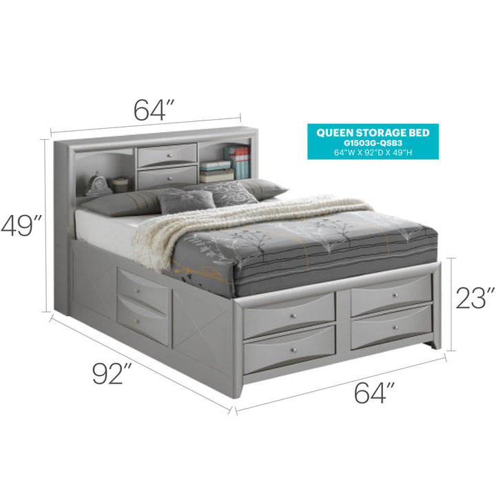 Marilla Storage Platform Bed Glory Furniture Color: Silver Size: Queen