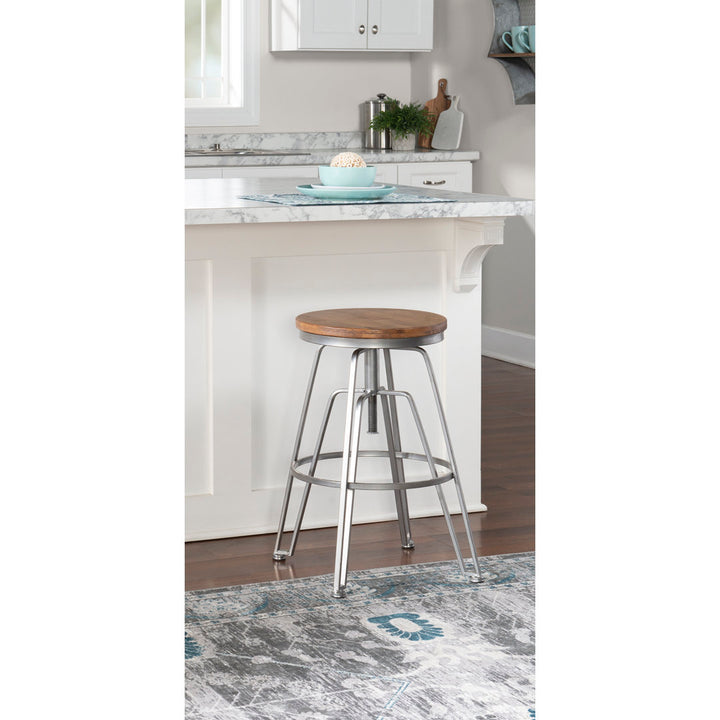 Lindzie Swivel Solid Wood Adjustable Height Bar Stool Mercer41 Color: Silver