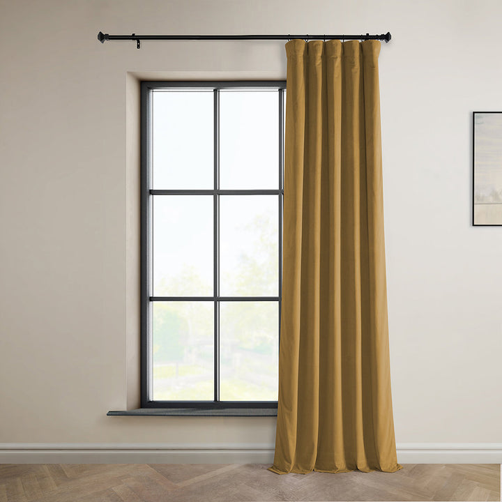 Matra Plush Velvet Curtains for Bedroom - Room Darkening Curtains for Living Room Window Single Panel AllModern Curtain Color: Retro Gold Size per Panel: 50" W x 120" L