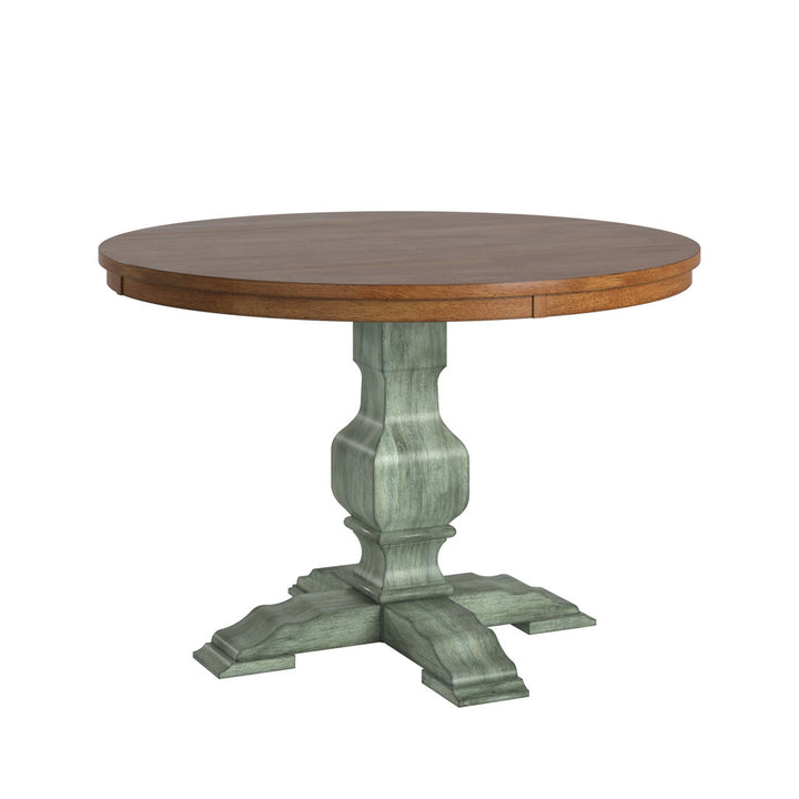 Fortville Rubberwood Solid Wood Pedestal Dining Table Three Posts™ Base Color: Antique Sage