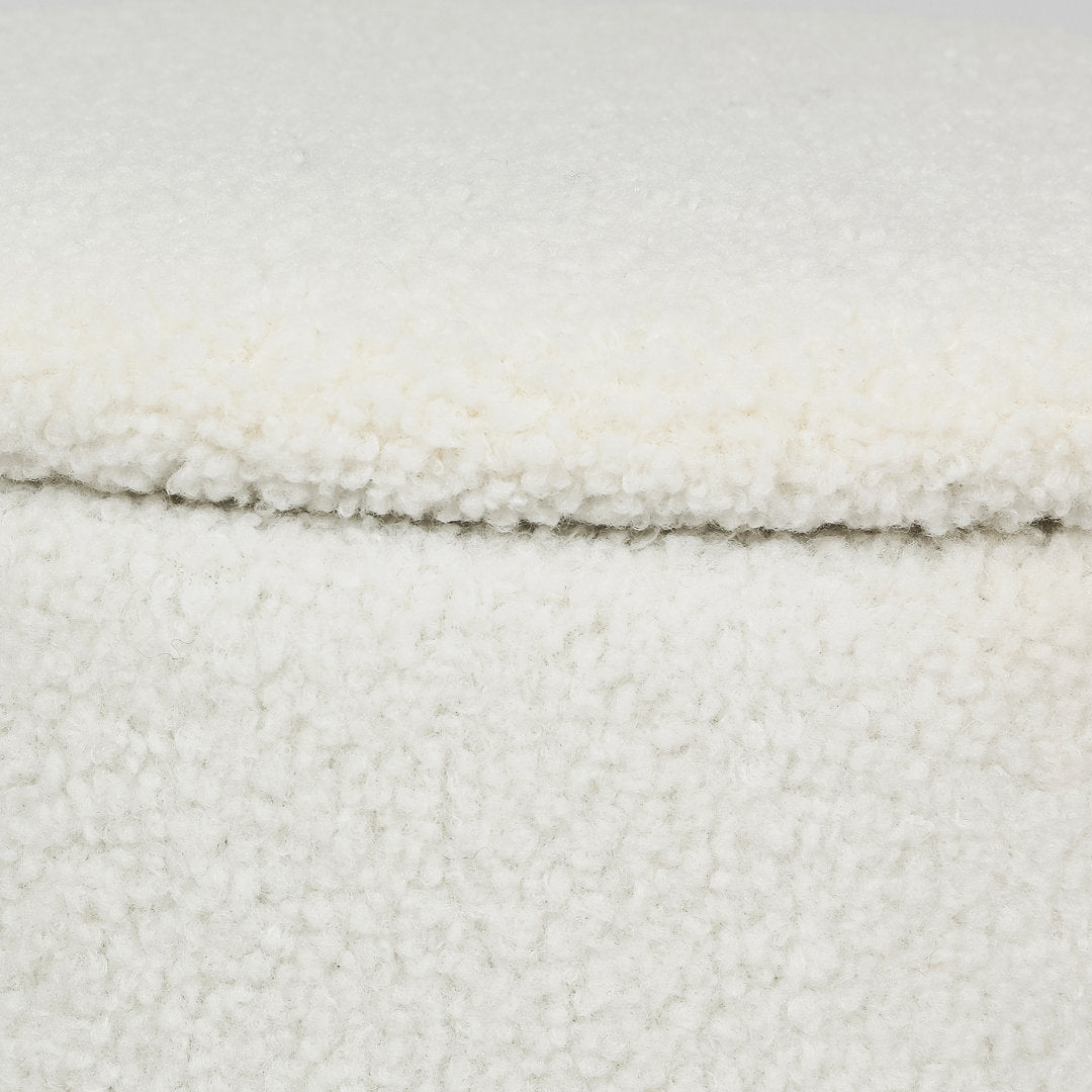 Teddy Fleece Round Ottoman With Stroage Mercer41 Body Fabric: Off-White Faux Fur