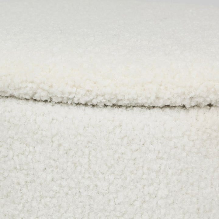 Teddy Fleece Round Ottoman With Stroage Mercer41 Body Fabric: Off-White Faux Fur