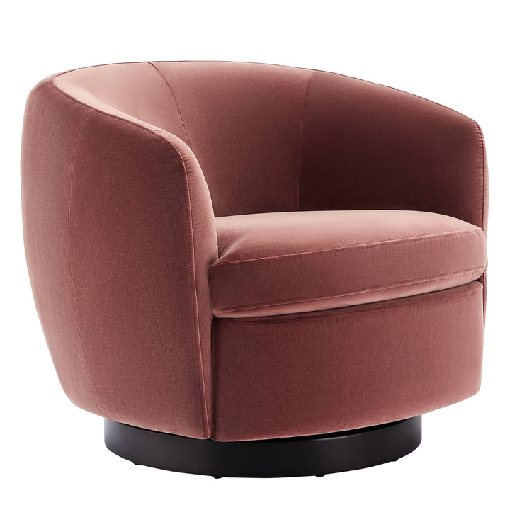 Marcy Upholstered Swivel Barrel Chair Joss & Main Leg Color: Espresso Fabric OR Leather Type: Falkirk Reddish Brown Velvet