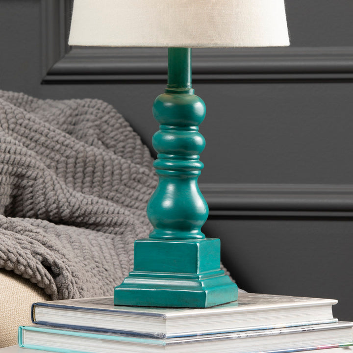 Whittier 19" Resin Table Lamp Ophelia & Co. Base Color: Blue, Shade Color: White