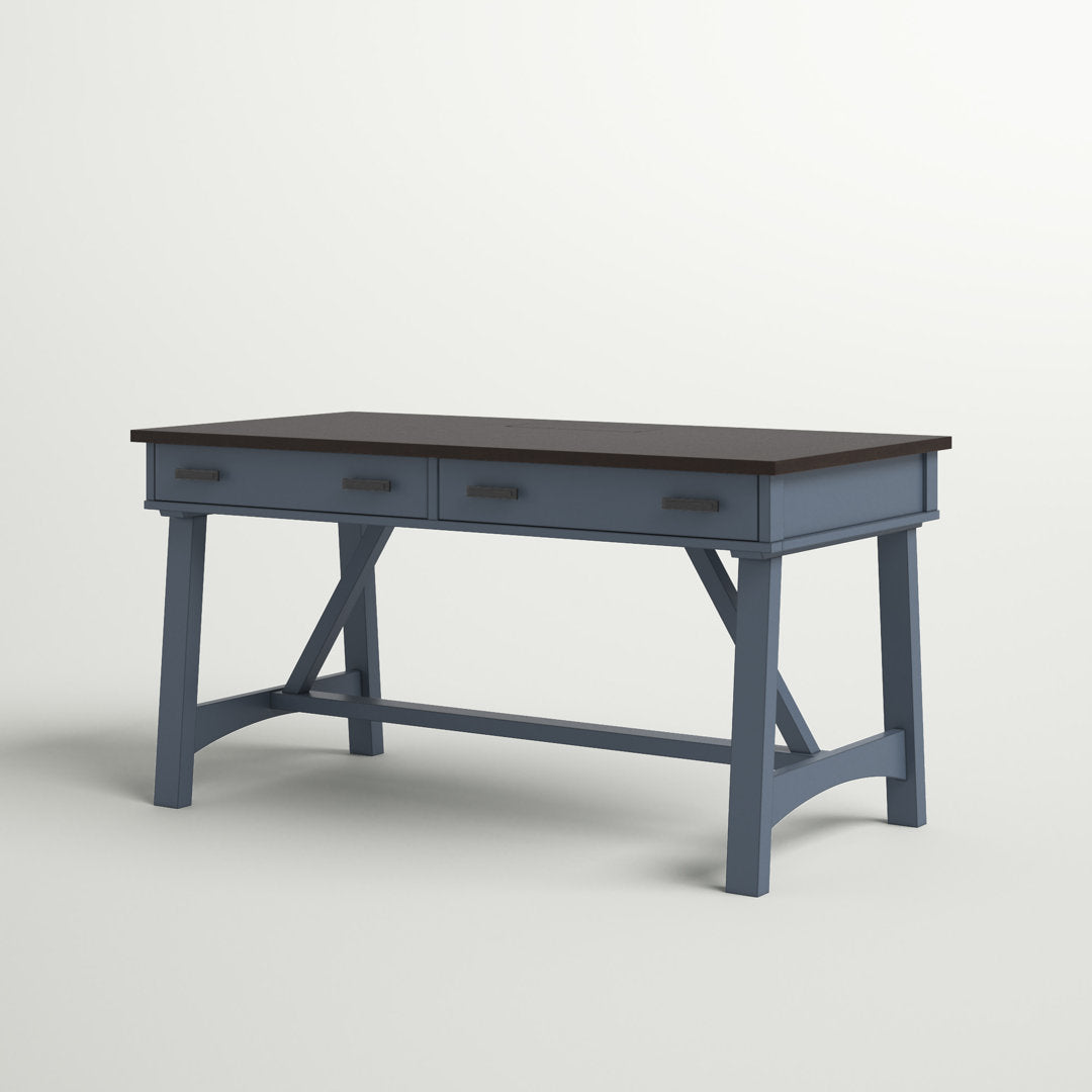Bankston Desk with Built in Outlets Beachcrest Home™ Color: Dark Brown/Blue