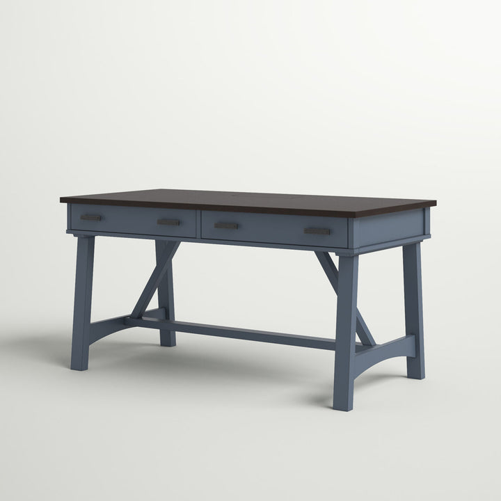 Bankston Desk with Built in Outlets Beachcrest Home™ Color: Dark Brown/Blue