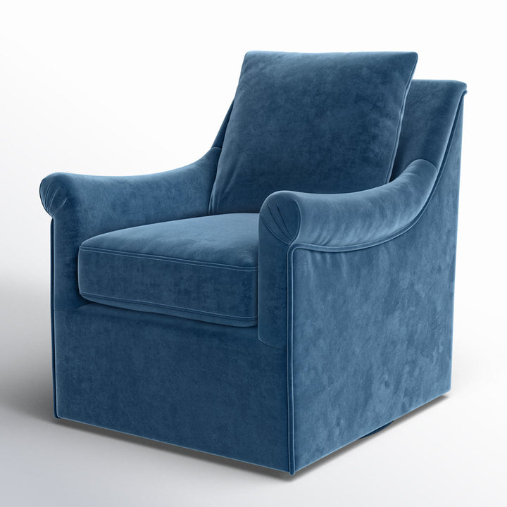 Atlanta Velvet Swivel Armchair Kelly Clarkson Home Upholstery Color: Blue
