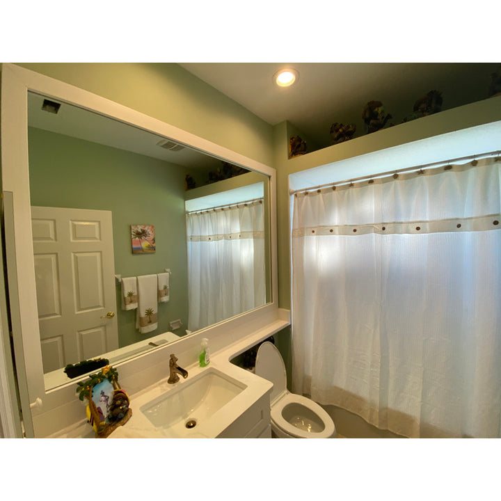 Shmuel Wood Framed with Safety Backing Ideal for Bathroom / Vanity Mirror Wade Logan® Size: 30" x 40" Finish: Rustic White