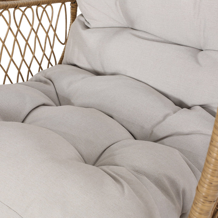 Outdoor Standing Basket Patio Chair with Cushions Bayou Breeze Frame Color: Light Brown, Cushion Color: Beige