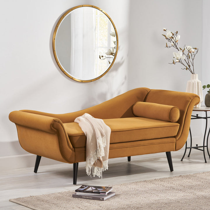 Roiled Arms Chaise Lounge Everly Quinn Fabric: Turmeric Polyester Blend