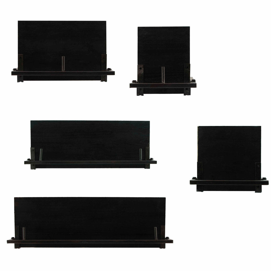 Modern Set of 3 Metal and Wood Storage Shelves (Set of 5) Latitude Run®