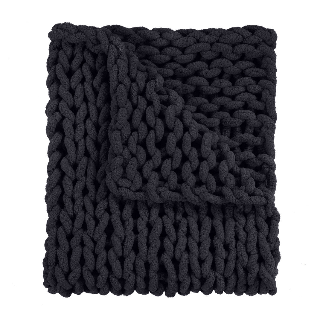 Chenille Knitted Chenille Throw Donna Sharp Color: Black