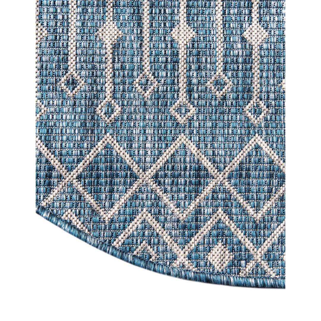 Innsbrook Southwestern Power Loom Teal Indoor/Outdoor Area Rug Laurel Foundry Modern Farmhouse® Rug Size: Oval 2'2" x 3'1"