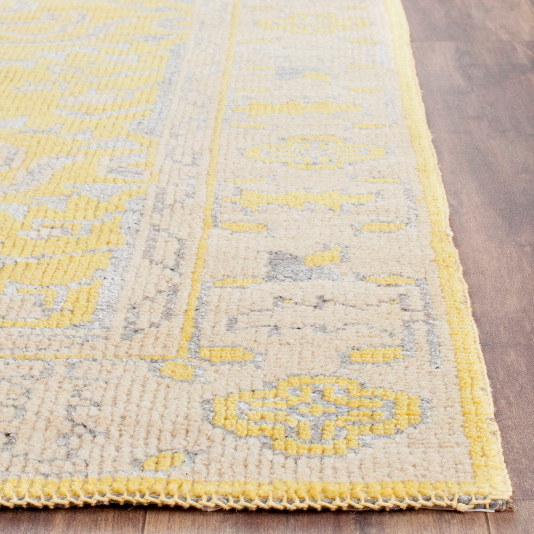 Brownsburg Stone Wash Hand Knotted 55% Wool, 10% Viscose, 35% Cotton Oriental Rug Bungalow Rose Rug Size: Rectangle 4' x 6'