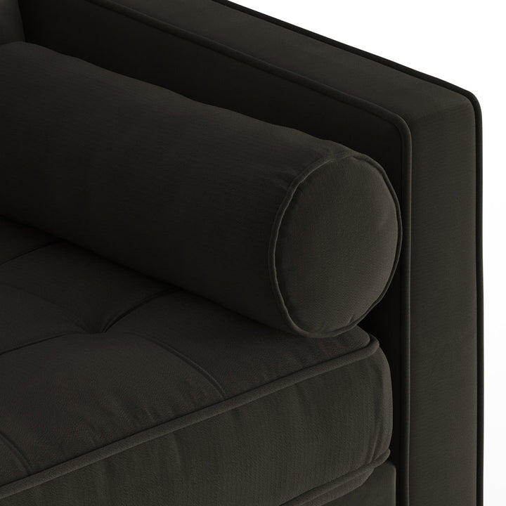 Geo 84" Wide Reversible Sofa and Chaise AllModern Body Fabric: Bella Smoke Performance Velvet