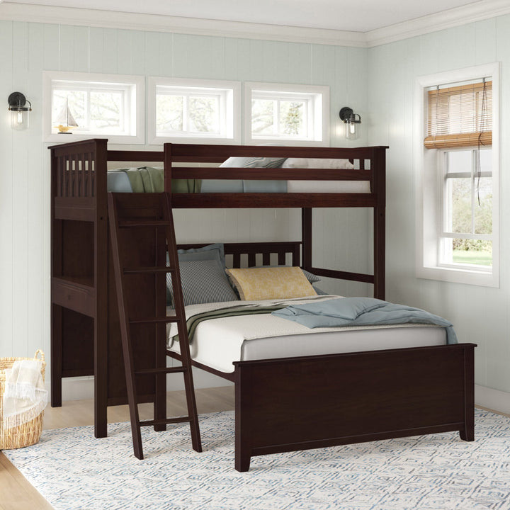 Buhr Twin Over Full Solid Wood L-Shaped Bunk Beds with Built-in-Desk Viv + Rae™ Bed Frame Color: Espresso