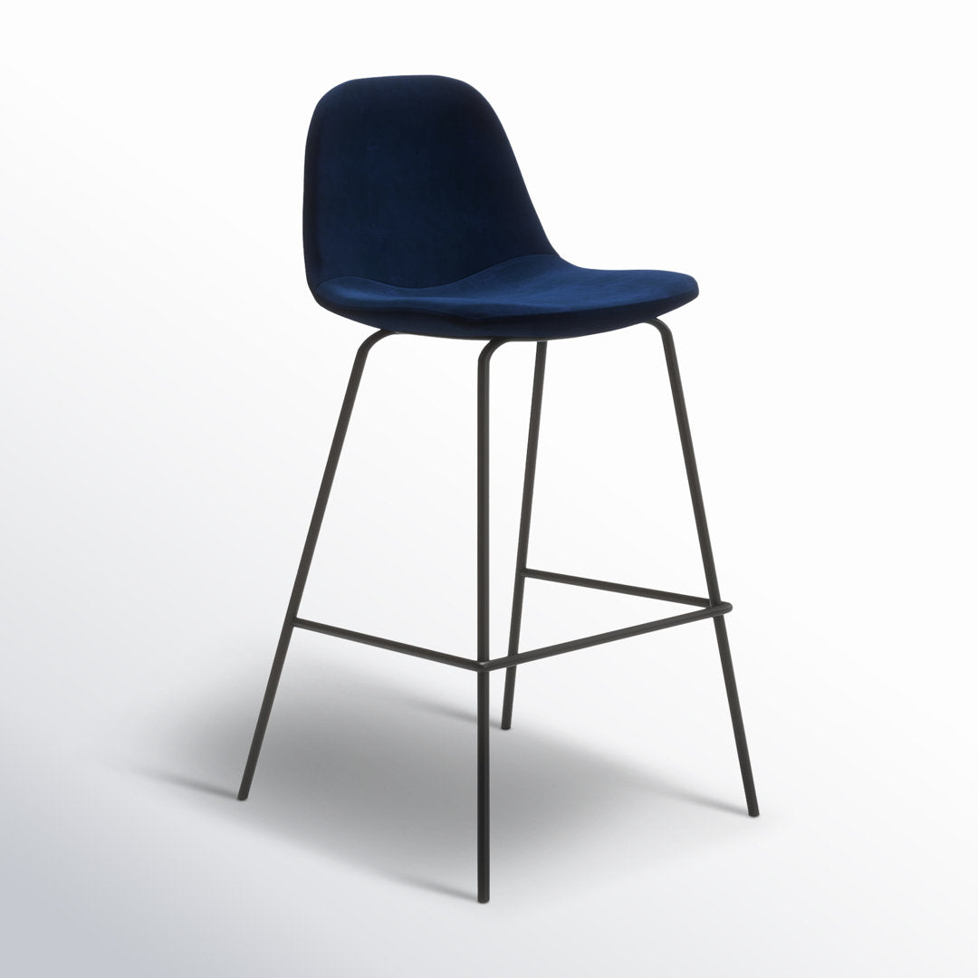 Kody Upholstered Bar & Counter Stool (Set of 2) AllModern Color: Bella Ink Performance Velvet Seat Height: Counter Stool (23.5" Seat Height)