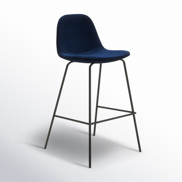 Kody Upholstered Bar & Counter Stool (Set of 2) AllModern Color: Bella Ink Performance Velvet Seat Height: Counter Stool (23.5" Seat Height)