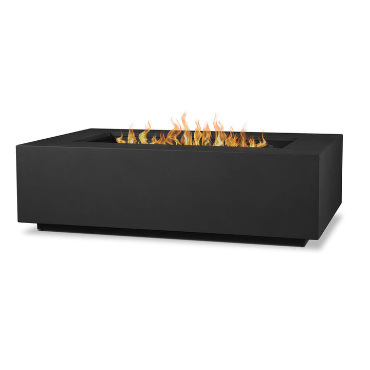 AEGEAN Propane / Natural Gas Outdoor Fire Pit Table Real Flame Size: 15" H x 50" W x 32" D Finish: Black