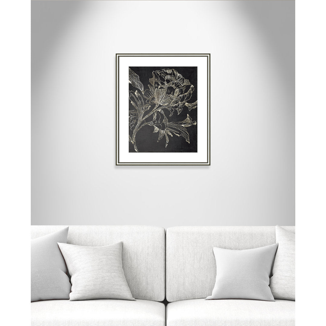 Golden Flower Folklore I by Asia Jensen - Picture Frame Graphic Art Print Joss & Main Size: 26.75" H x 22.75" W Format: Silver Framed