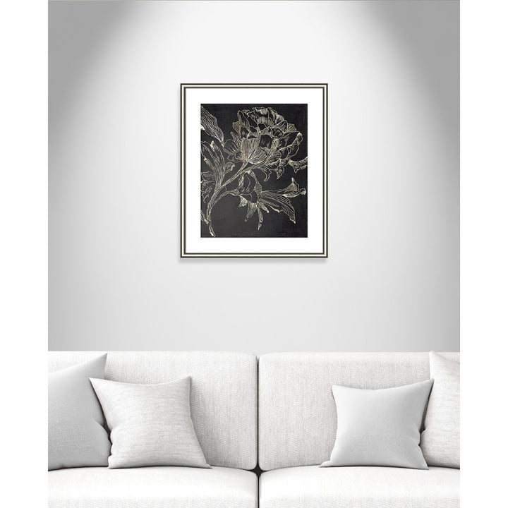 Golden Flower Folklore I by Asia Jensen - Picture Frame Graphic Art Print Joss & Main Size: 26.75" H x 22.75" W Format: Silver Framed