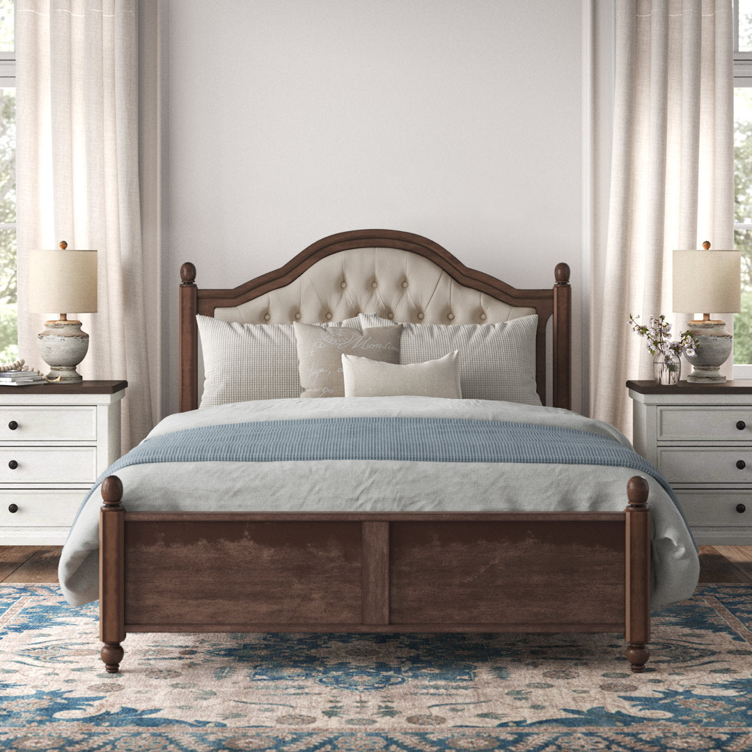 Amilio Upholstered Bed Solid Wood Platform Lark Manor™ Size: Queen