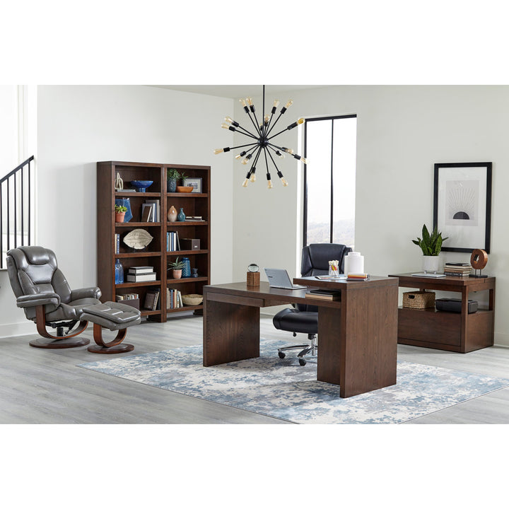 Carolynn 33.5" Wide Leather Match Manual Swivel Ergonomic Recliner with Ottoman Wade Logan® Upholstery Color: Ice Leather Match