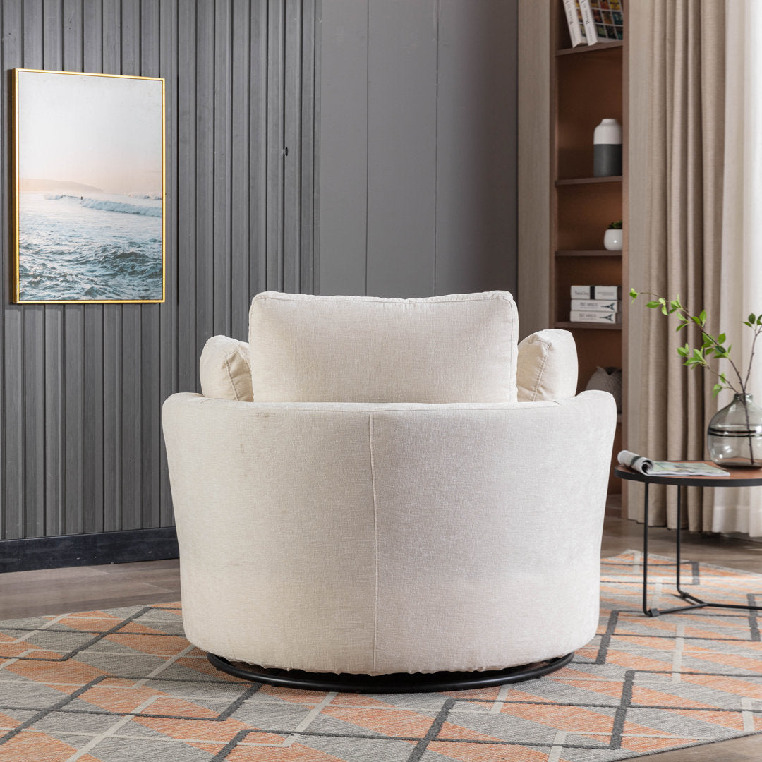 Achorn Polyester Recessed Arm Swivel Barrel Chair