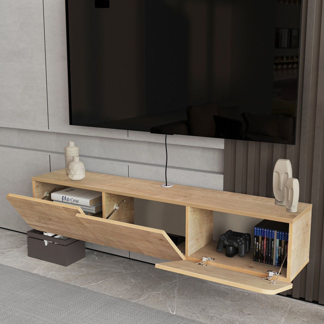 Callysta Floating TV Stand Up to 78" TV's Wall Mounted Media Console Millwood Pines Color: Natural