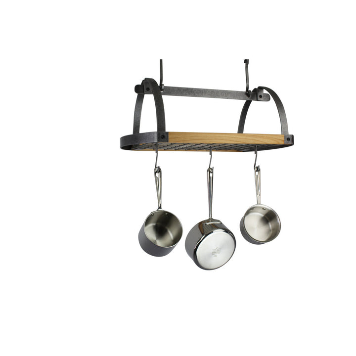 Handcrafted Decor Oval Ceiling Pot Rack with 12 Hooks & Alder Wood Enclume