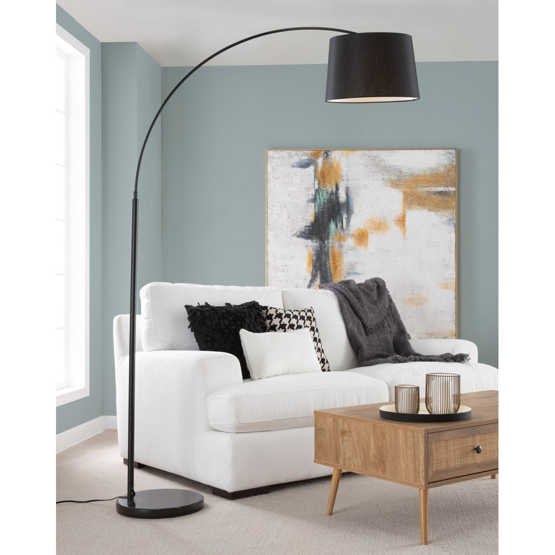 74" Arched Floor Lamp Latitude Run® Shade Color: Black Velvet Base Finish: Black
