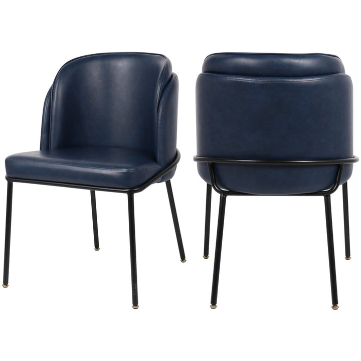 Philpott Faux Leather Dining Chair, Set Of 2 (Set of 2) Trent Austin Design® Upholstery Color: Navy