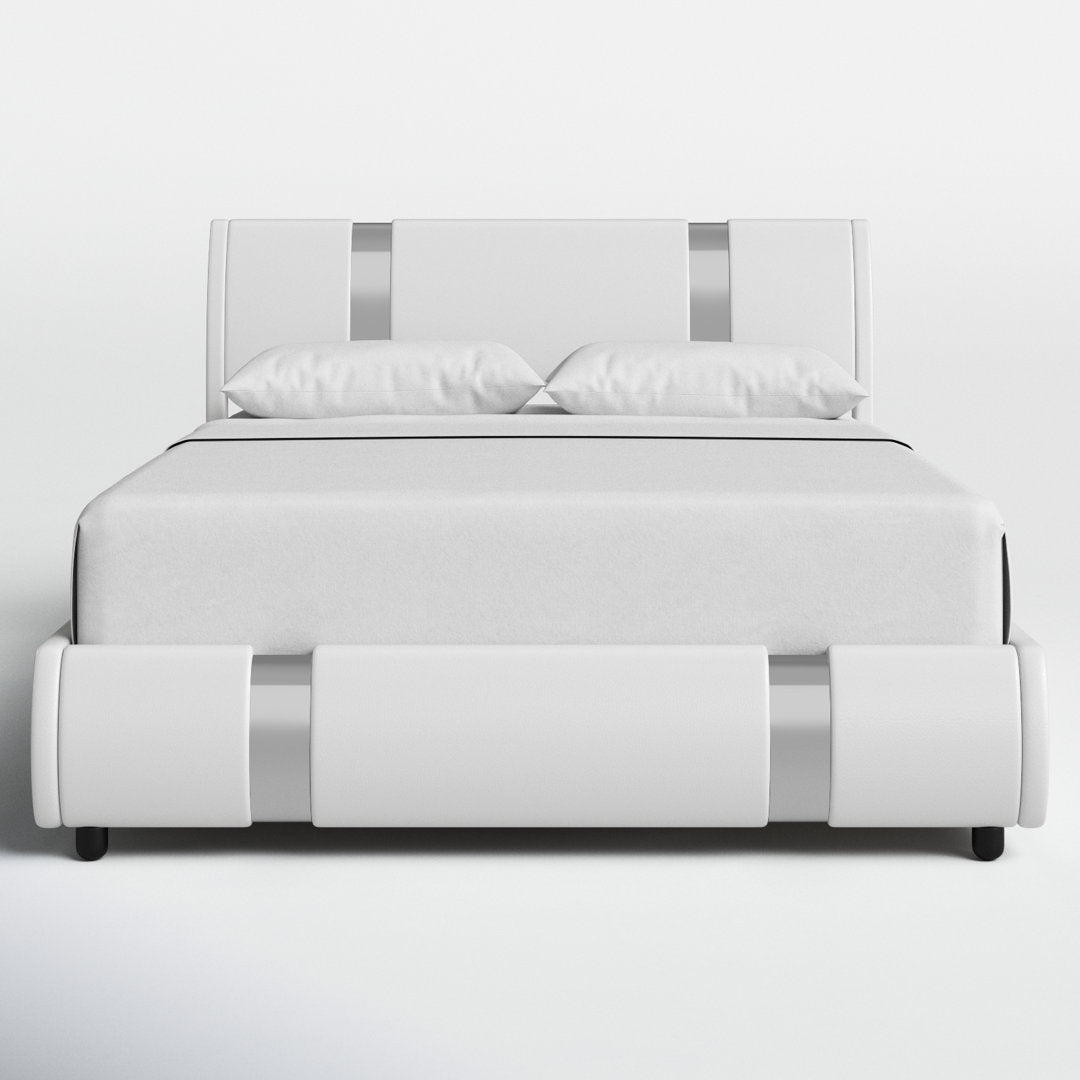Conshohocken Low Profile Modern Leather Upholstered Platform Bed Frame with Adjustable Headboard Wade Logan® Color: White Size: Queen
