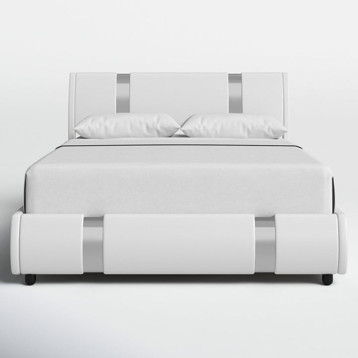 Conshohocken Low Profile Modern Leather Upholstered Platform Bed Frame with Adjustable Headboard Wade Logan® Color: White Size: Queen