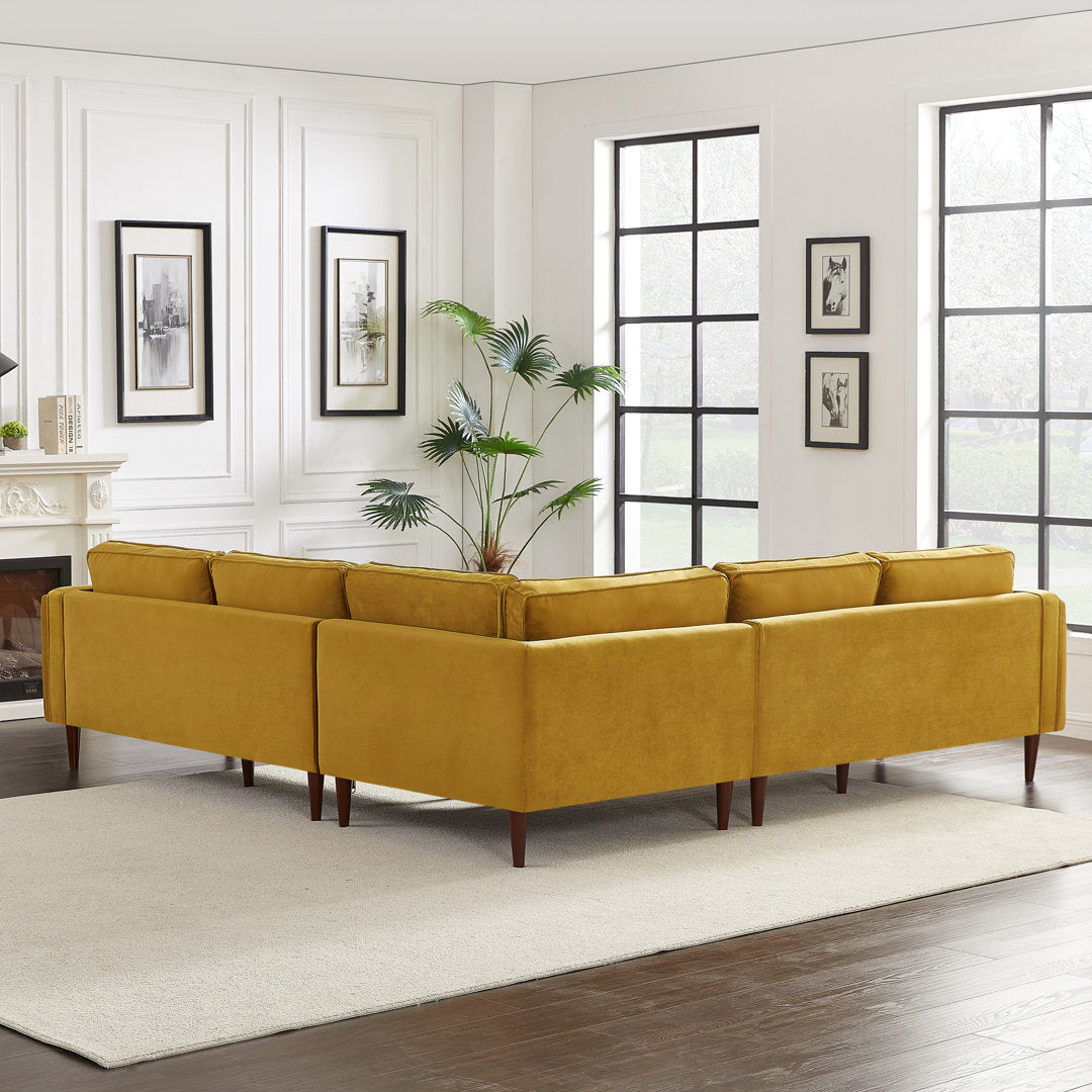 Isaak 105" Wide Symmetrical Corner Etta Avenue™ Fabric: Yellow Velvet
