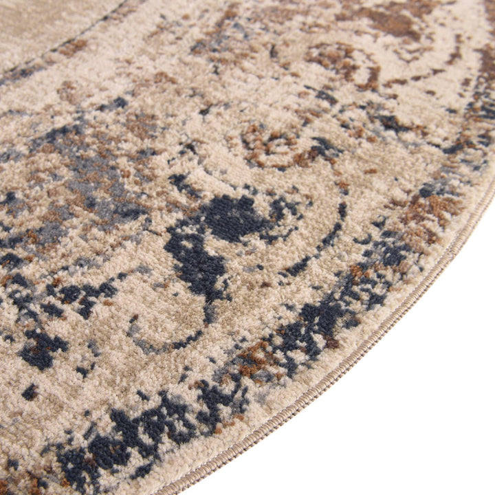 Arlindo Oriental Beige/Brown/Gray/Blue Area Rug Lark Manor™ Rug Size: Round 5'3"