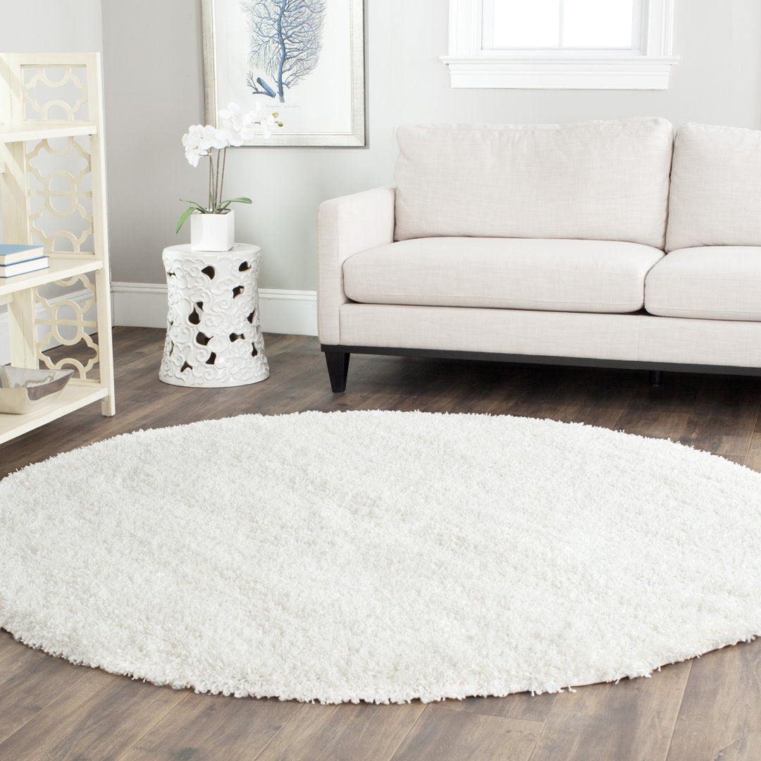 Assar White Area Rug Wade Logan® Rug Size: Round 9'