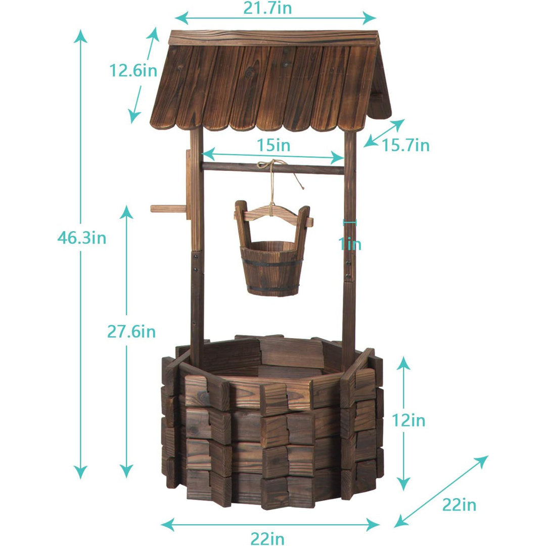Cathye Outdoor  Wood Wishing Well Millwood Pines
