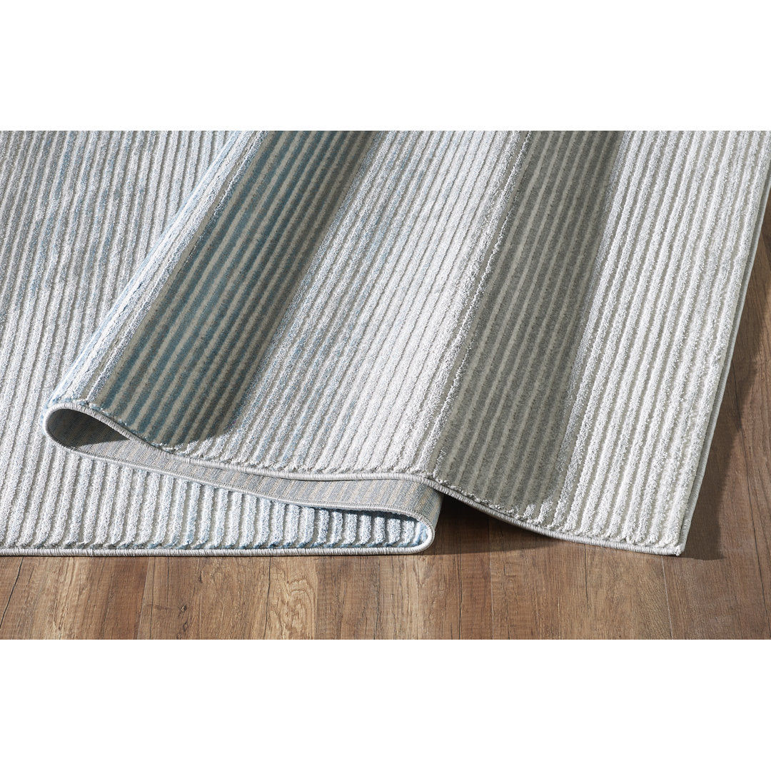 Woodstock Striped Gray/Blue Area Rug Highland Dunes Rug Size: Rectangle 5'3" x 7'6"