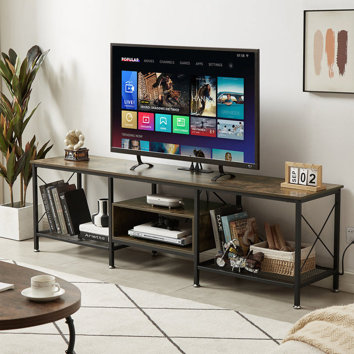 Pridgen TV Stand with Power Outlets, Entertainment Center Media Console with Charging Station Trent Austin Design® Color: Brown Overall Entertainment Center Width - Side to Side: 70
