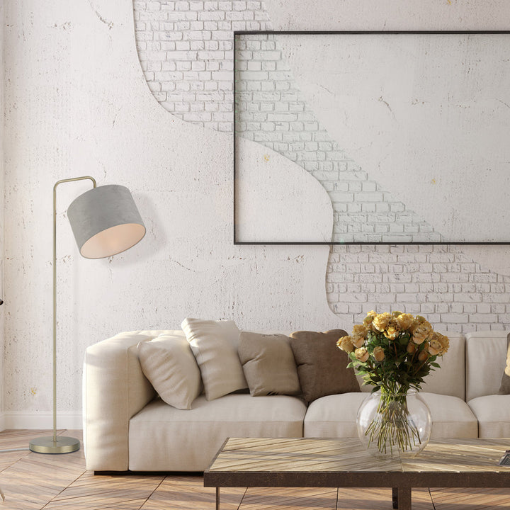 Chattahoochee 58" Arched Floor Lamp Ebern Designs Base Finish: Brass