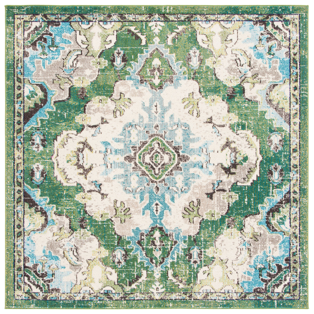 Shanna Oriental Green Area Rug Mistana™ Rug Size: Square 3'