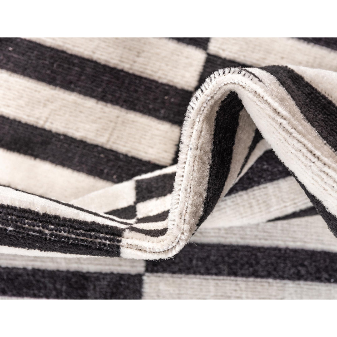 Arzilla Striped Ivory/Black Area Rug Wade Logan® Rug Size: Runner 2'9" x 9'10"