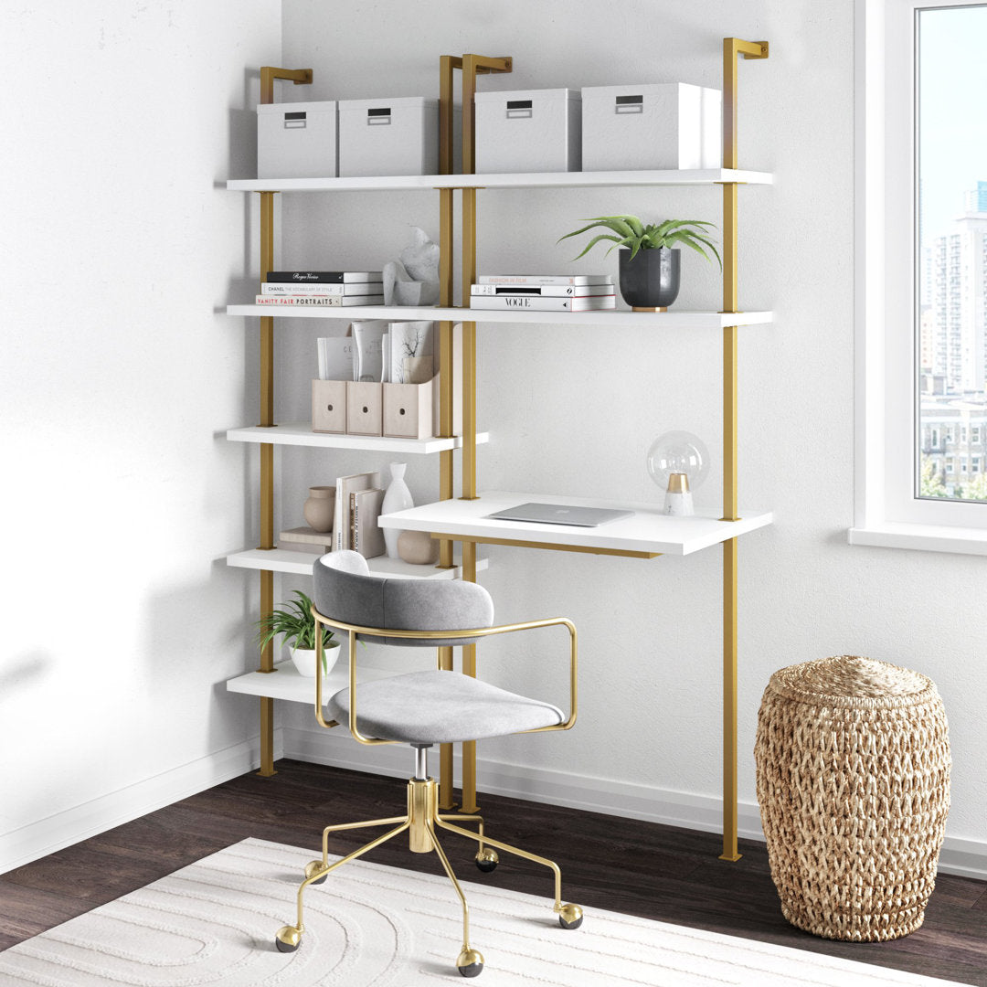 Chira Leaning/Ladder Desk Trent Austin Design® Color (Top/Frame): White/Gold