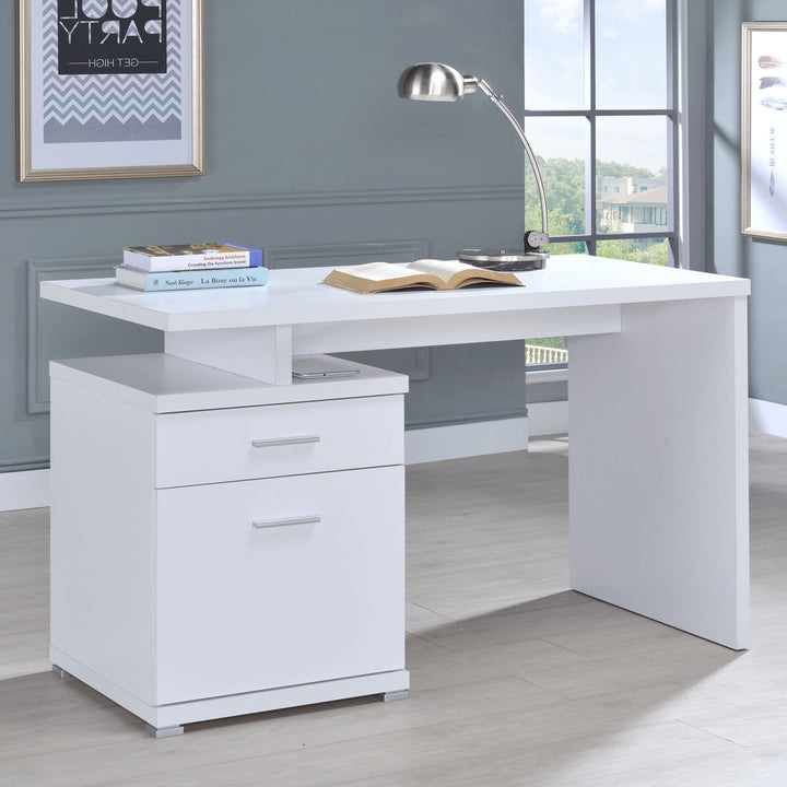 Alyun Credenza desk Latitude Run® Color: White
