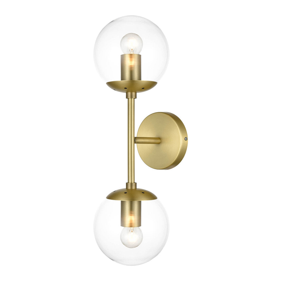 Cournoyer 2-Light Dimmable Wallchiere George Oliver Shade Color: Clear Finish: Brushed Brass